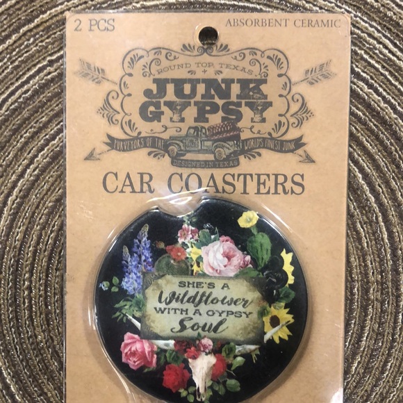 Junk Gypsy Car Coasters Absorbent Ceramic - Picture 2 of 5